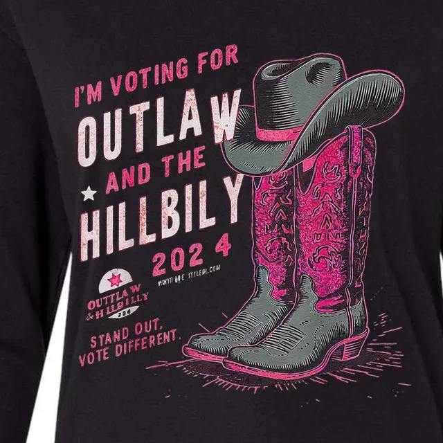 IM Voting For The Outlaw And The Hillbilly 2024 Retro Womens Cotton Relaxed Long Sleeve T-Shirt