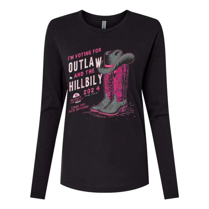 IM Voting For The Outlaw And The Hillbilly 2024 Retro Womens Cotton Relaxed Long Sleeve T-Shirt