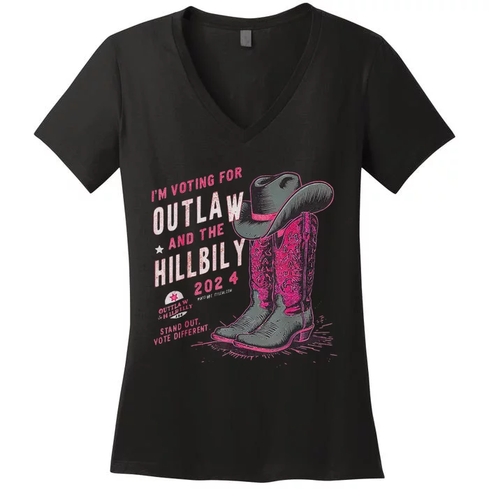 IM Voting For The Outlaw And The Hillbilly 2024 Retro Women's V-Neck T-Shirt