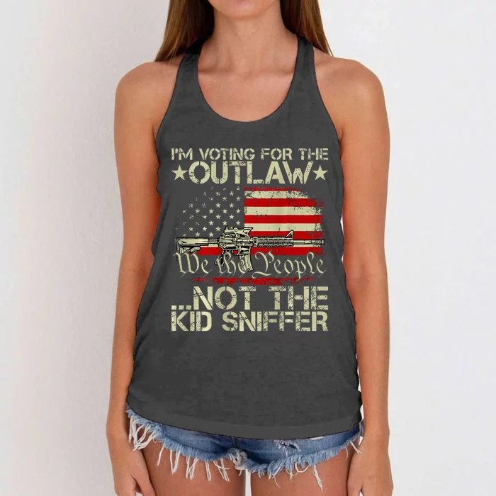 IM Voting For The Outlaw Not The Sniffer Women's Knotted Racerback Tank