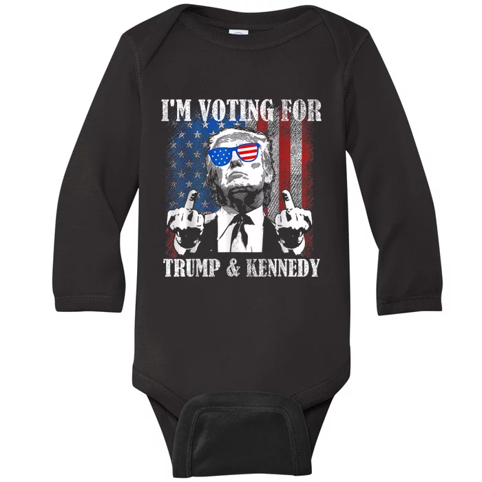 IM Voting For Trump And Kennedy 2024 Trump Vance Kennedy Baby Long Sleeve Bodysuit