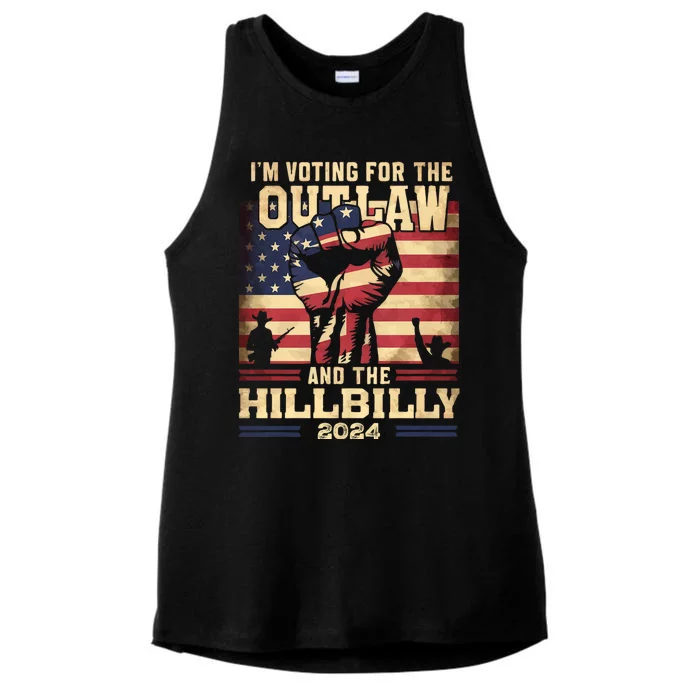 Im Voting For The Outlaw And The Hillbilly 2024 Trump Vance 2024 Us Flag Ladies Tri-Blend Wicking Tank