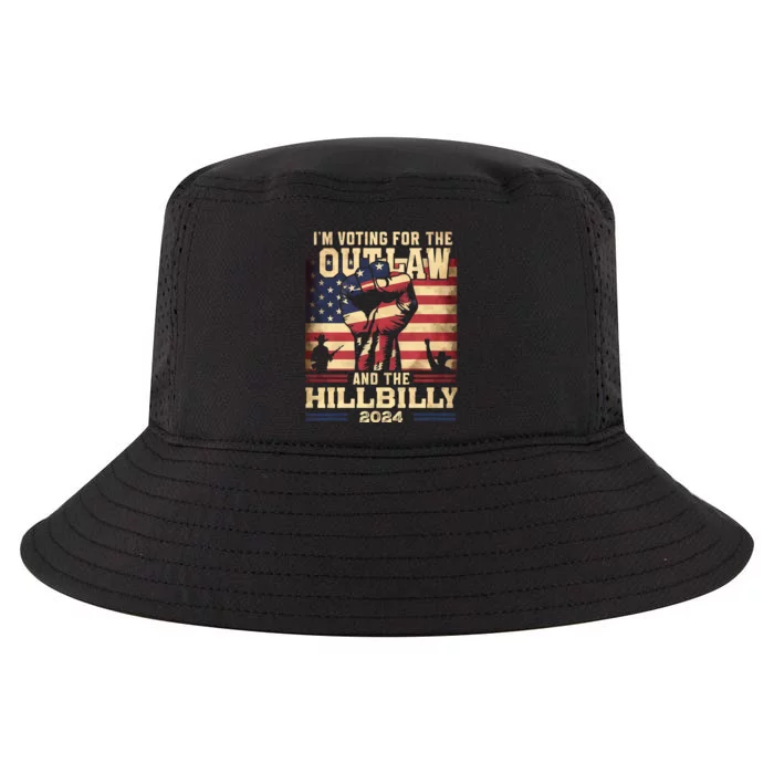 Im Voting For The Outlaw And The Hillbilly 2024 Trump Vance 2024 Us Flag Cool Comfort Performance Bucket Hat