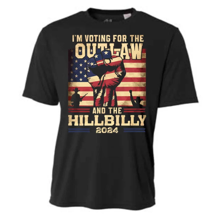 Im Voting For The Outlaw And The Hillbilly 2024 Trump Vance 2024 Us Flag Cooling Performance Crew T-Shirt