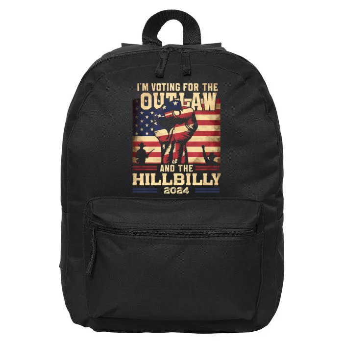 Im Voting For The Outlaw And The Hillbilly 2024 Trump Vance 2024 Us Flag 16 in Basic Backpack