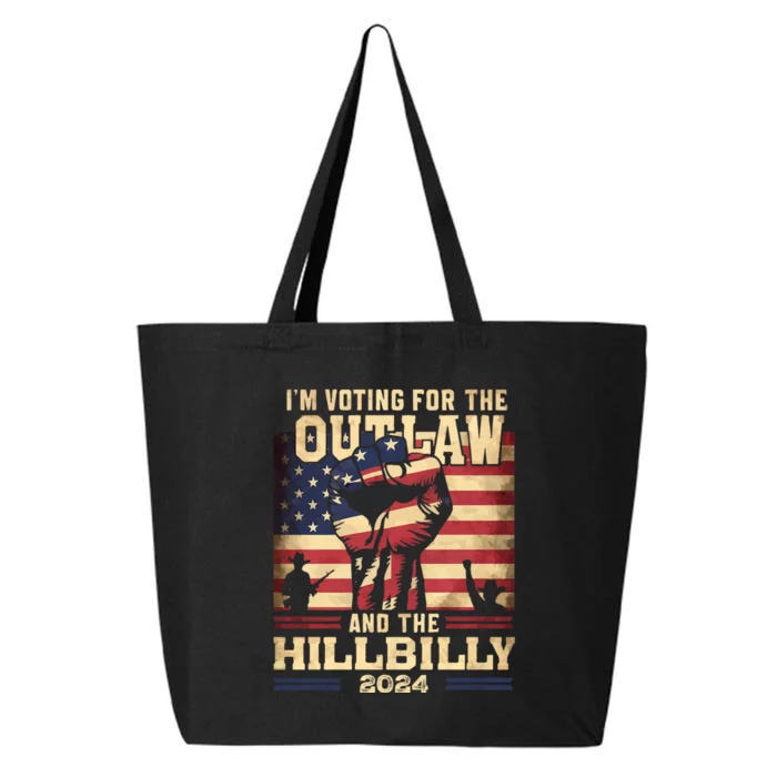 Im Voting For The Outlaw And The Hillbilly 2024 Trump Vance 2024 Us Flag 25L Jumbo Tote