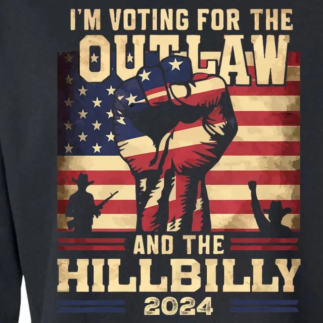 Im Voting For The Outlaw And The Hillbilly 2024 Trump Vance 2024 Us Flag Cropped Pullover Crew