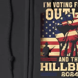 Im Voting For The Outlaw And The Hillbilly 2024 Trump Vance 2024 Us Flag Full Zip Hoodie