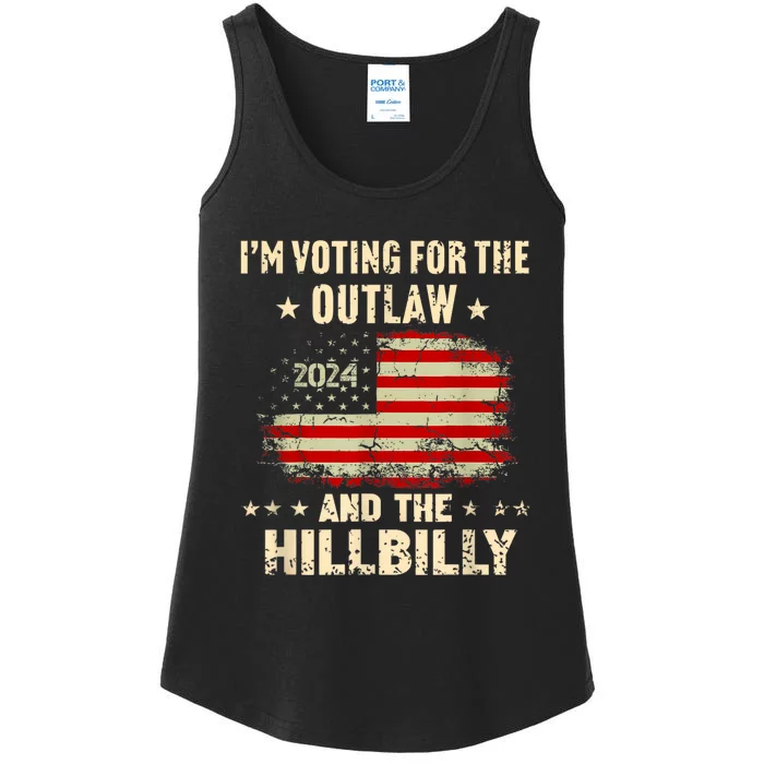 IM Voting For The Outlaw And The Hillbilly 2024 Us Flag Ladies Essential Tank