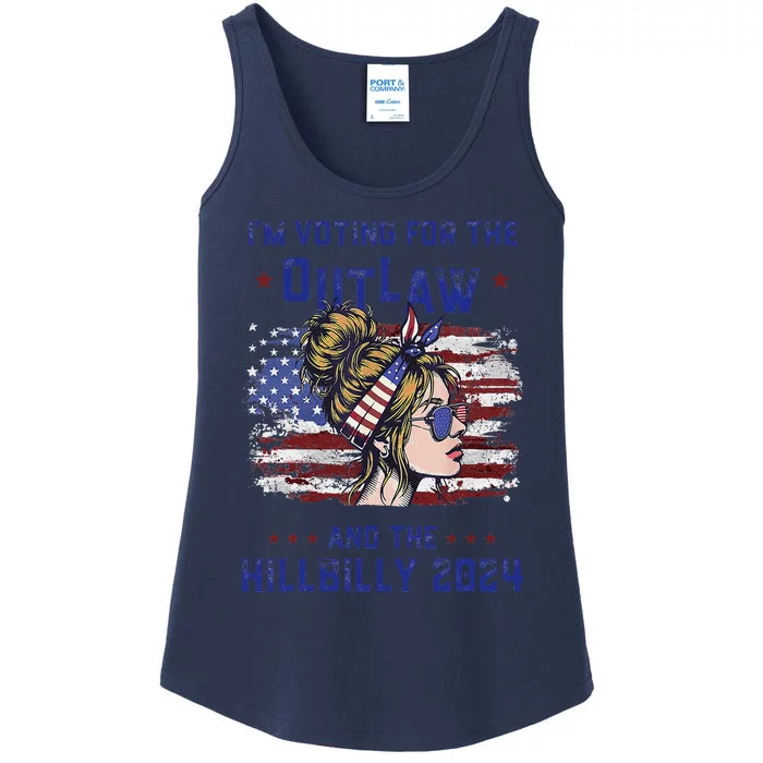 IM Voting For The Outlaw And The Hillbilly 2024 Us Flag Ladies Essential Tank