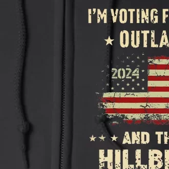 IM Voting For The Outlaw And The Hillbilly 2024 Us Flag Full Zip Hoodie