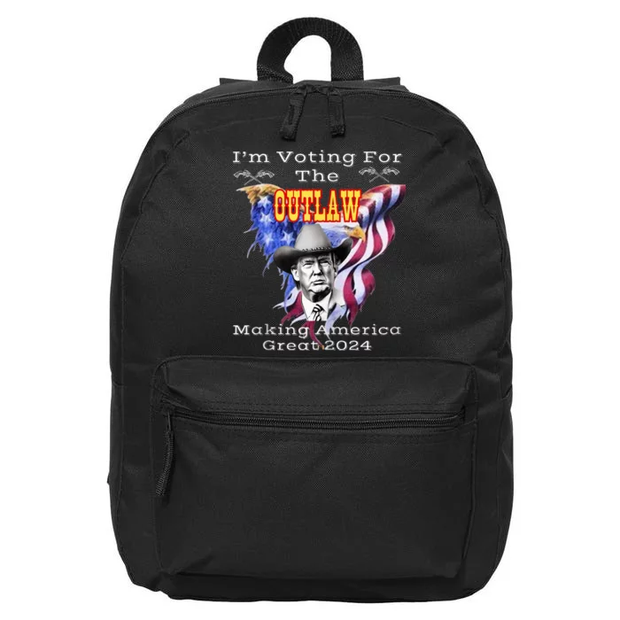 IM Voting For Outlaw Making America Great 2024 Us Flag 16 in Basic Backpack