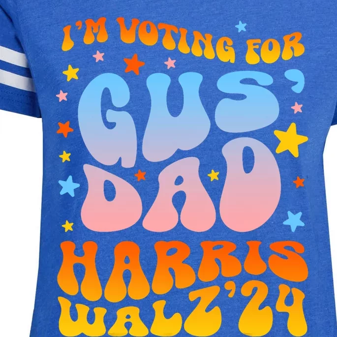 IM Voting For Gus Dad Vote Harris Walz 2024 Boho Enza Ladies Jersey Football T-Shirt