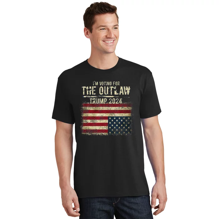 IM Voting For The Outlaw Trump 2024 Upside Down Flag T-Shirt