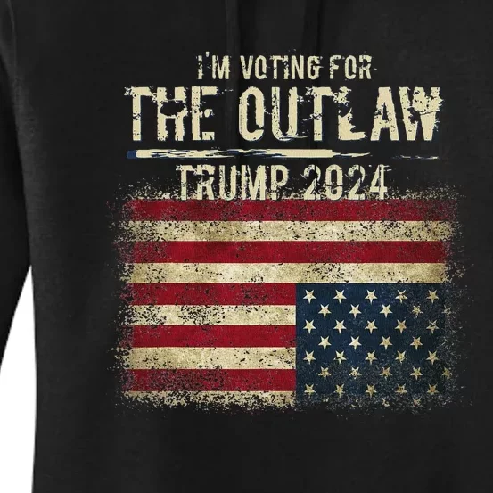 IM Voting For The Outlaw Trump 2024 Upside Down Flag Women's Pullover Hoodie