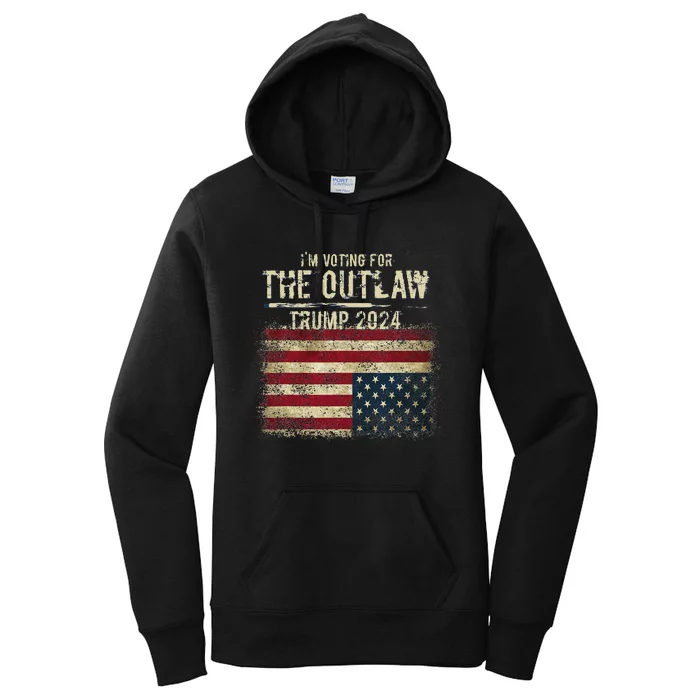 IM Voting For The Outlaw Trump 2024 Upside Down Flag Women's Pullover Hoodie