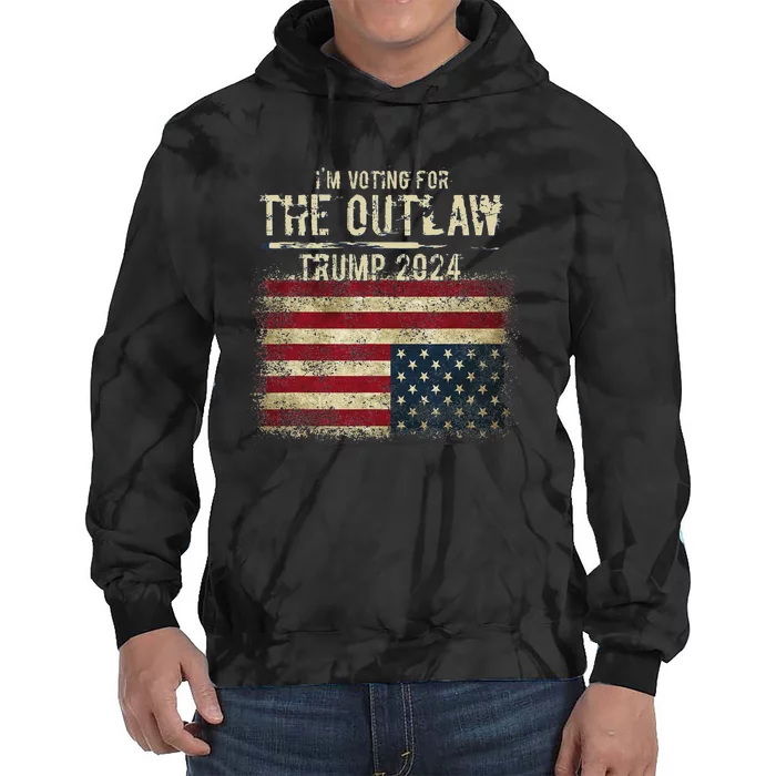 IM Voting For The Outlaw Trump 2024 Upside Down Flag Tie Dye Hoodie