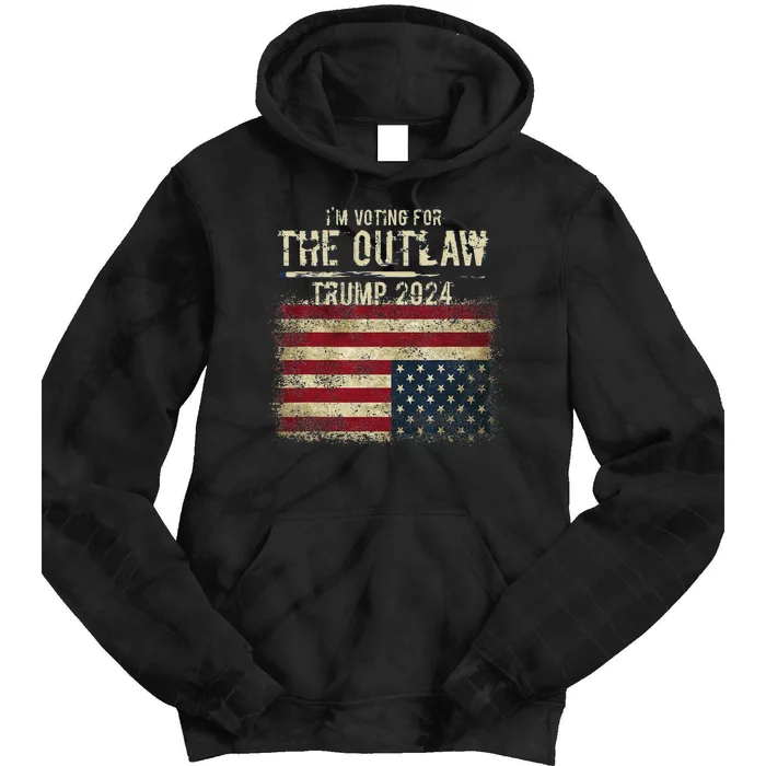 IM Voting For The Outlaw Trump 2024 Upside Down Flag Tie Dye Hoodie