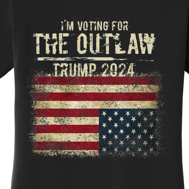 IM Voting For The Outlaw Trump 2024 Upside Down Flag Women's T-Shirt