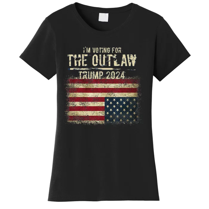 IM Voting For The Outlaw Trump 2024 Upside Down Flag Women's T-Shirt