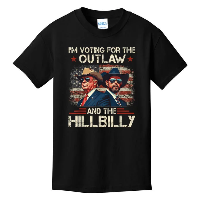 IM Voting For The Outlaw And The Hillbilly Trump Vance 2024 Kids T-Shirt