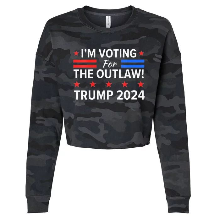 Im Voting For The Outlaw Funny Pro Trump 2024 Election Cropped Pullover Crew