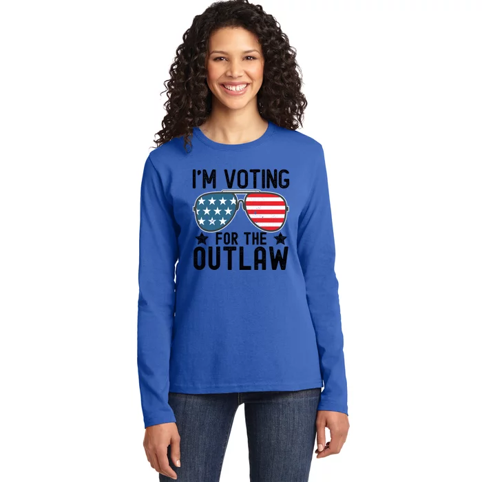 IM Voting For The Outlaw Gift Fourth Of July Trump 2032 Meaningful Gift Ladies Long Sleeve Shirt