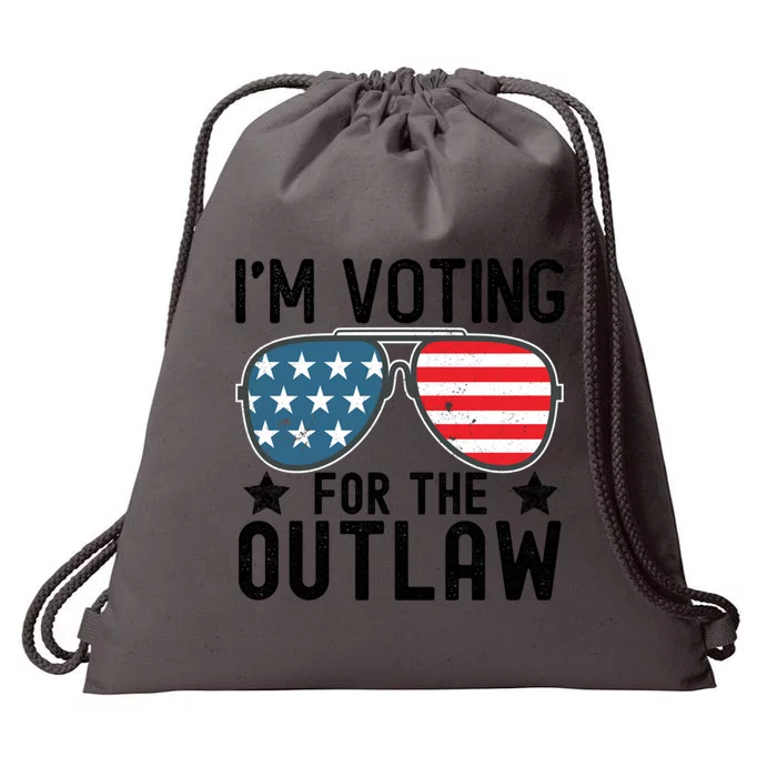 IM Voting For The Outlaw Gift Fourth Of July Trump 2032 Meaningful Gift Drawstring Bag