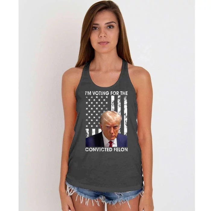 IM Voting For The Convicted Felon American Flag Women's Knotted Racerback Tank