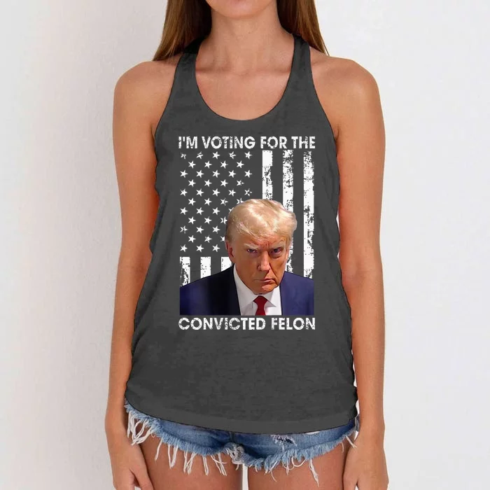 IM Voting For The Convicted Felon American Flag Women's Knotted Racerback Tank