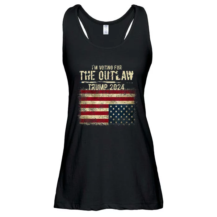 IM Voting For The Outlaw Trump 2024 Upsidedown Flag Ladies Essential Flowy Tank