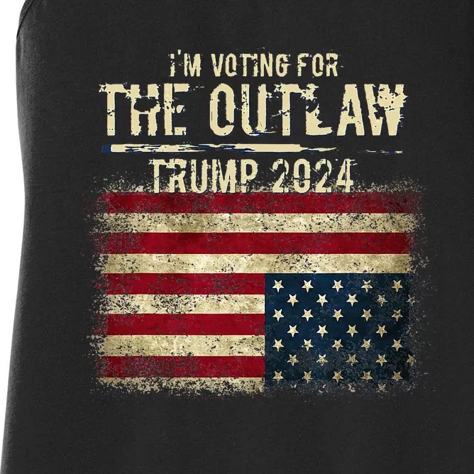 IM Voting For The Outlaw Trump 2024 Upsidedown Flag Women's Racerback Tank