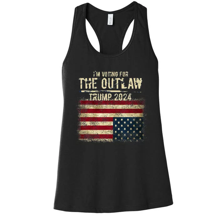 IM Voting For The Outlaw Trump 2024 Upsidedown Flag Women's Racerback Tank