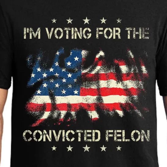 IM Voting For The Convicted Felon Funny Retro American Flag Pajama Set