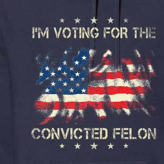 IM Voting For The Convicted Felon Funny Retro American Flag Premium Hoodie