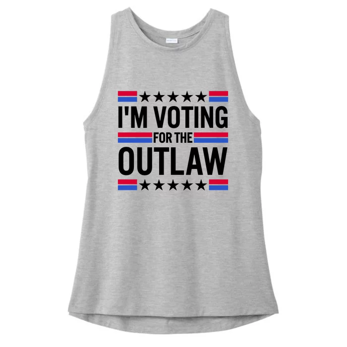 Im Voting For The Outlaw Funny Trump Ladies Tri-Blend Wicking Tank