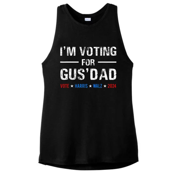 IM Voting For Gus Dad Vote Harris Walz 2024 Ladies Tri-Blend Wicking Tank