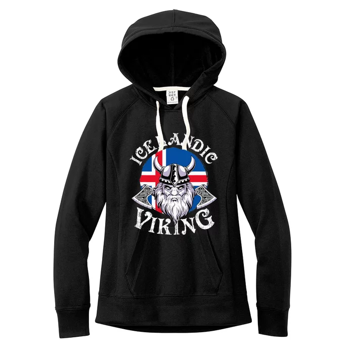 Icelandic Viking Funny Iceland Flag Nordic Enthusiast Outfit Women's Fleece Hoodie