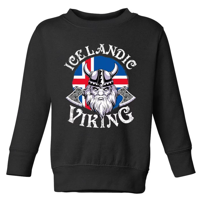 Icelandic Viking Funny Iceland Flag Nordic Enthusiast Outfit Toddler Sweatshirt