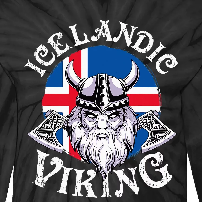 Icelandic Viking Funny Iceland Flag Nordic Enthusiast Outfit Tie-Dye Long Sleeve Shirt