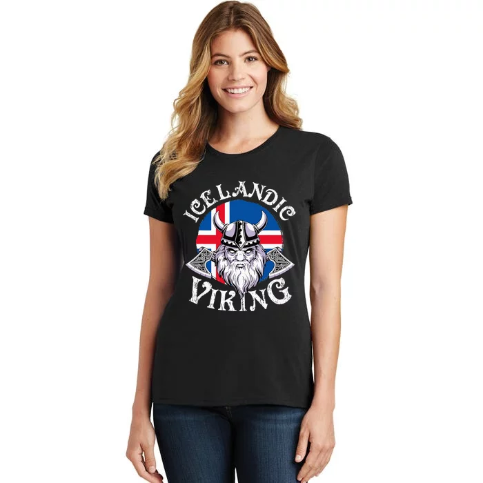 Icelandic Viking Funny Iceland Flag Nordic Enthusiast Outfit Women's T-Shirt