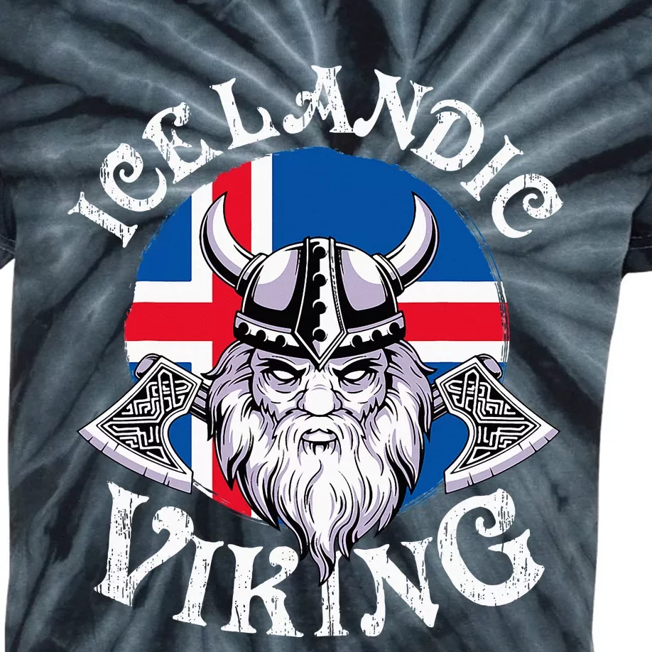 Icelandic Viking Funny Iceland Flag Nordic Enthusiast Outfit Kids Tie-Dye T-Shirt