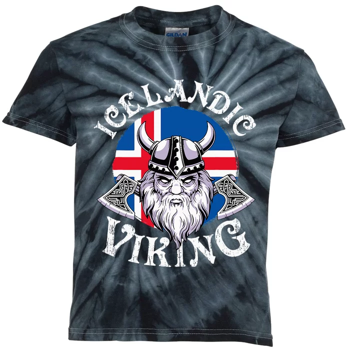 Icelandic Viking Funny Iceland Flag Nordic Enthusiast Outfit Kids Tie-Dye T-Shirt