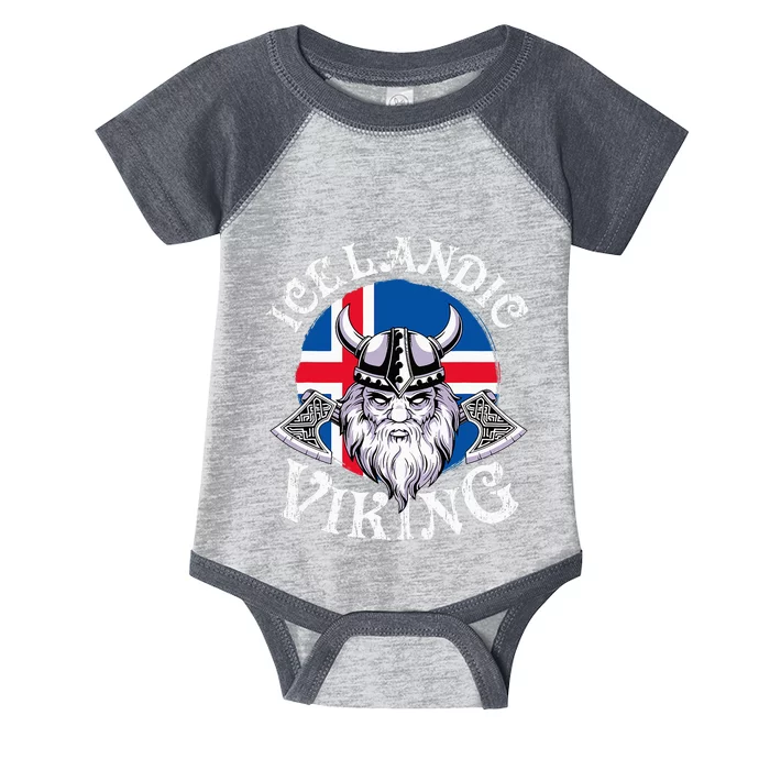 Icelandic Viking Funny Iceland Flag Nordic Enthusiast Outfit Infant Baby Jersey Bodysuit