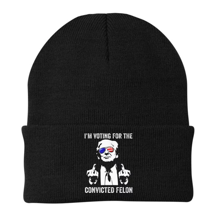 IM Voting For The Convicted Felon Funny Trump Knit Cap Winter Beanie