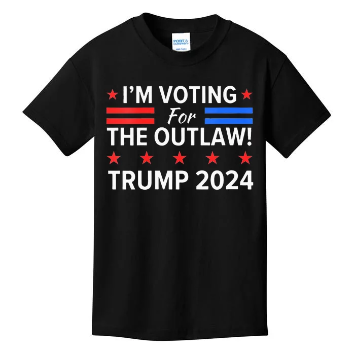 Im Voting For The Outlaw Funny Pro Trump 2024 Election Kids T-Shirt