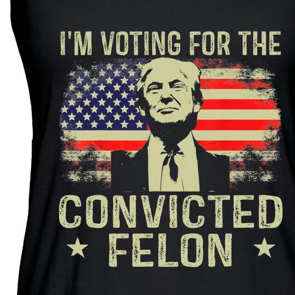 IM Voting For The Convicted Felon Funny Retro American Flag Ladies Essential Flowy Tank