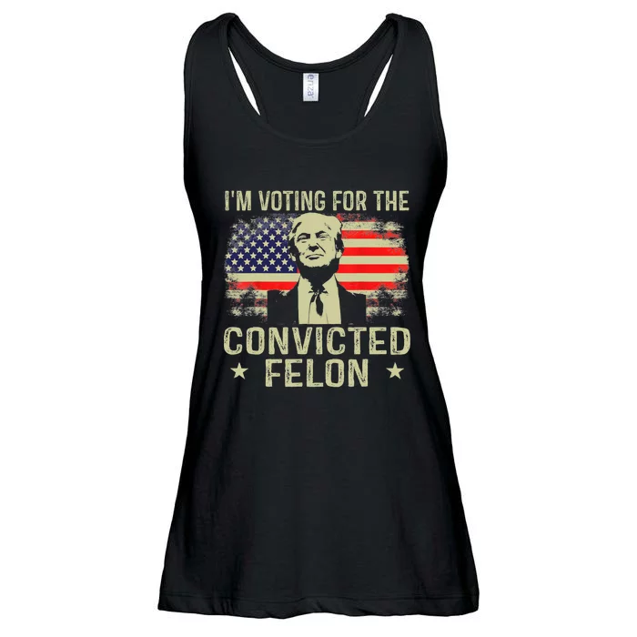 IM Voting For The Convicted Felon Funny Retro American Flag Ladies Essential Flowy Tank