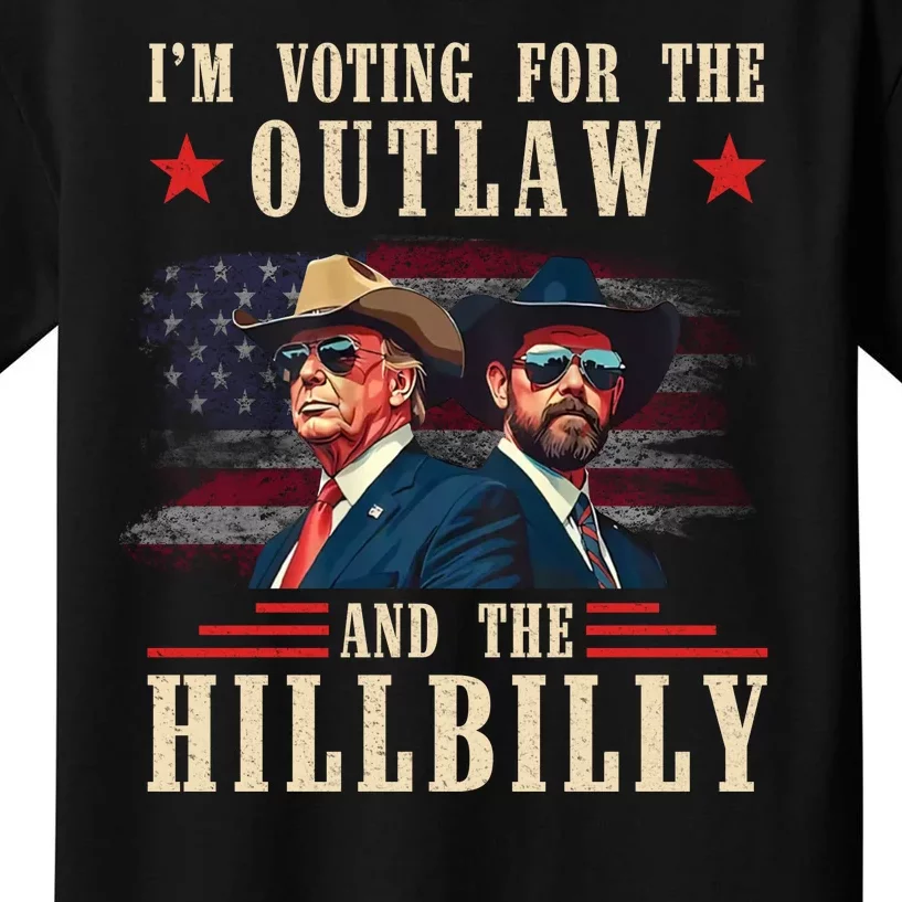 Im Voting For The Outlaw And The Hillbilly Trump Vance 2024 Kids T-Shirt