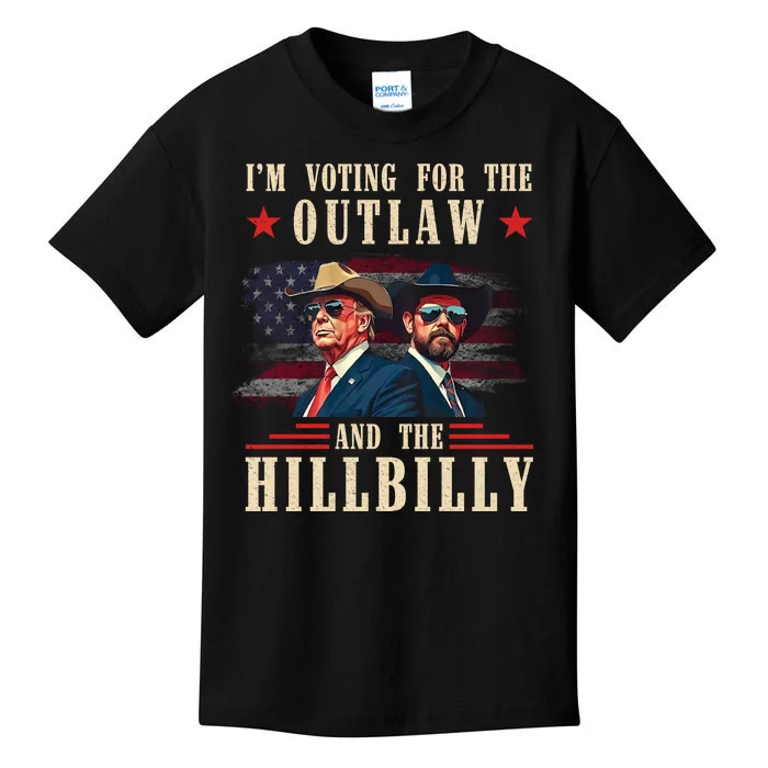 Im Voting For The Outlaw And The Hillbilly Trump Vance 2024 Kids T-Shirt